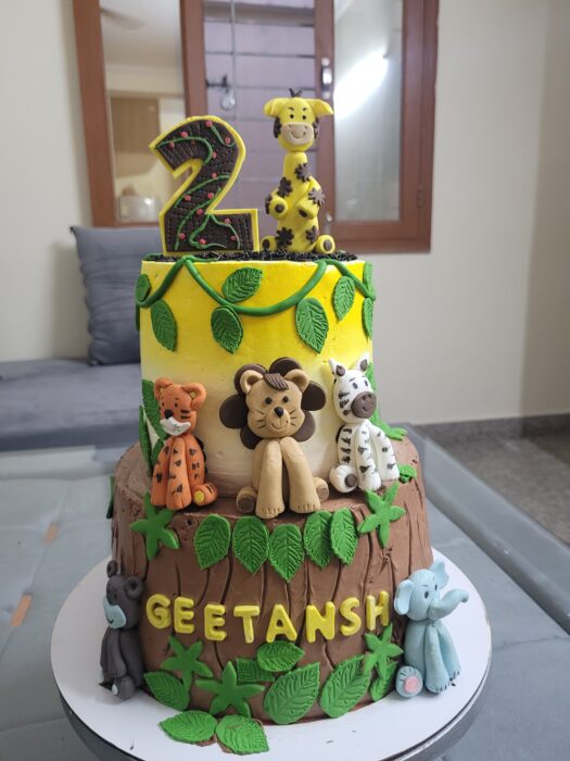 2 Tier Jungle theme cake